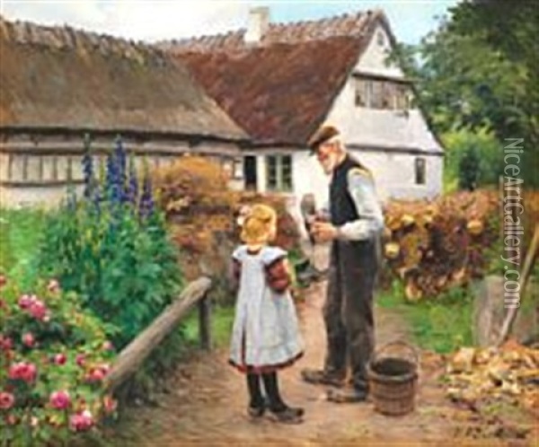 The Village Cobbler In Ronnebaek Oil Painting - Hans Andersen Brendekilde