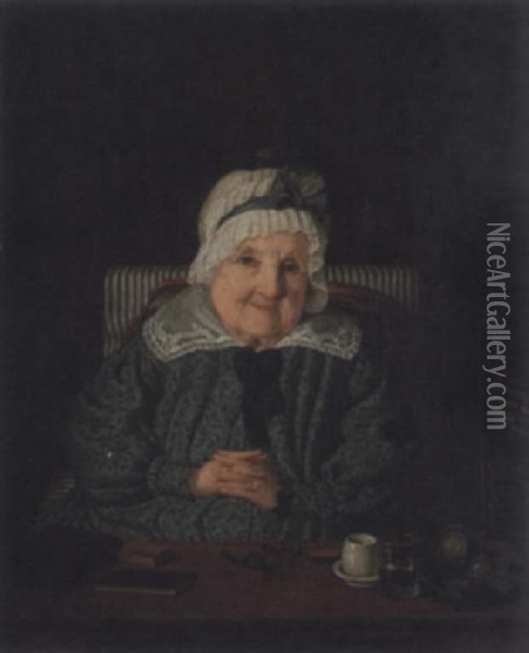 Portratt Av Grevinnan Augusta Lowenhjelm, Fodd Von Fersen, Vid Sitt Skrivbord Oil Painting - Amalia Lindegren