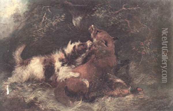Fighting Over The Kill Oil Painting - George Armfield