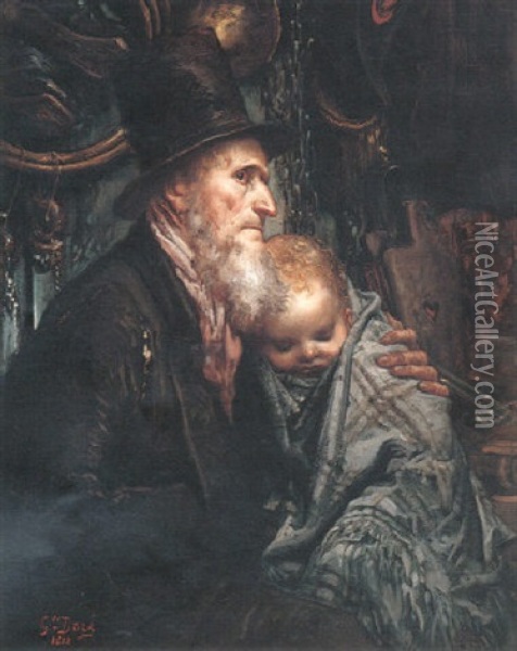 Le Revendeur De Whitechapel Oil Painting - Gustave Dore