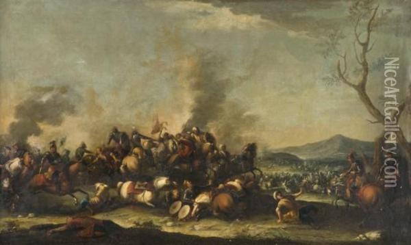 Chocs De Cavalerie Oil Painting - Giovanni Luigi Rocco