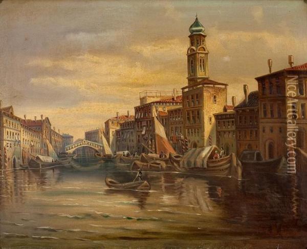 Ansicht Von Venedig Mit Blick Auf Die Rialto-brucke Oil Painting - Karl Kaufmann
