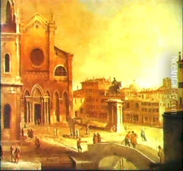 Veduta Di Campo San Giovanni E Paolo Oil Painting - Giovanni Battista Cimaroli