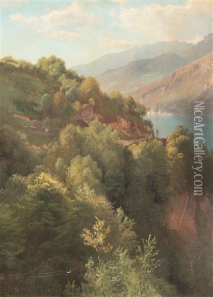 Am Walensee Bei Murg Oil Painting - Johann Gottfried Steffan