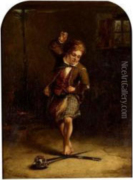 The Sword Dance; The Dancing Lesson Oil Painting - James Cassie
