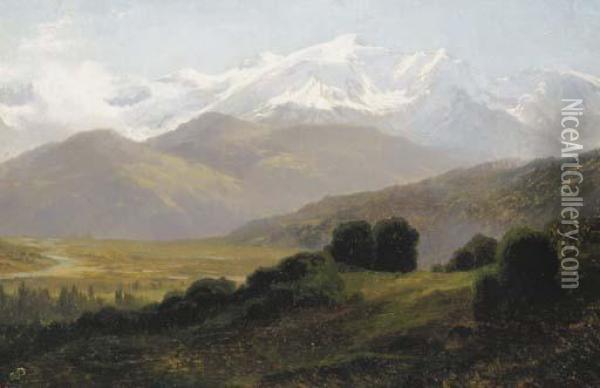 Le Mont-blanc Vu De Sallanches Oil Painting - Leberecht Lortet