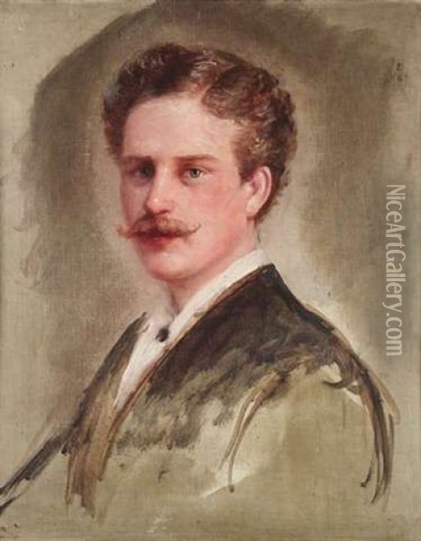 Bildnis Eines Jungen Mannes Mit Schnurrbart Oil Painting - Friedrich August von Kaulbach