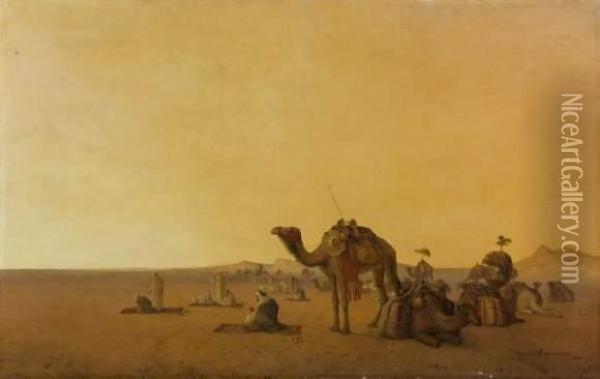 La Halte De La Caravane. Oil Painting - Henrik Ankarcrona