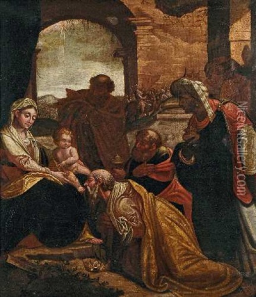 Anbetung Der Konige Oil Painting - Jacopo dal Ponte Bassano