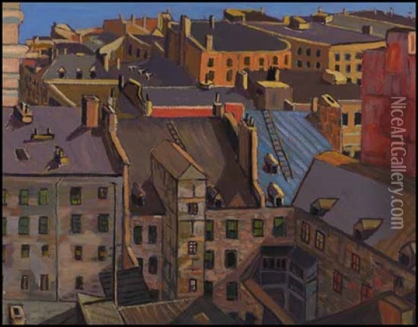 Rooftops, Quebec City Oil Painting - Sir Frederick Grant Banting