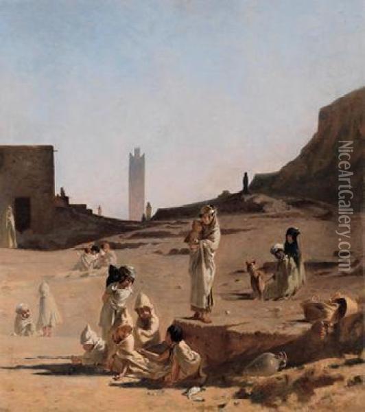 Scene Of Laghout In The Sahara Oil Painting - Gustave Achille Guillaumet