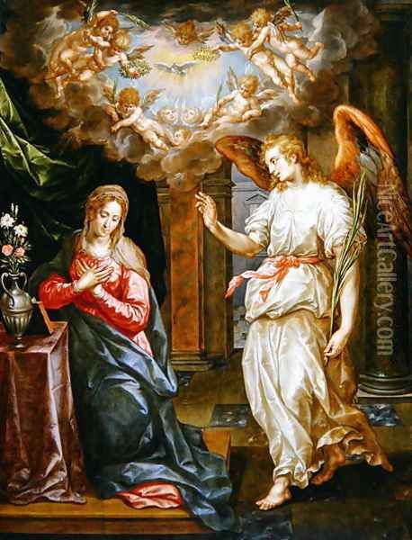 The Annunciation Oil Painting - Hendrick De Clerck