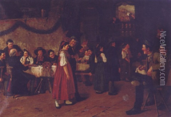 The Wedding Party Oil Painting - Theodor Kleehaas