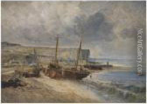 Harbour Scene Oil Painting - Jules Achille-Noel