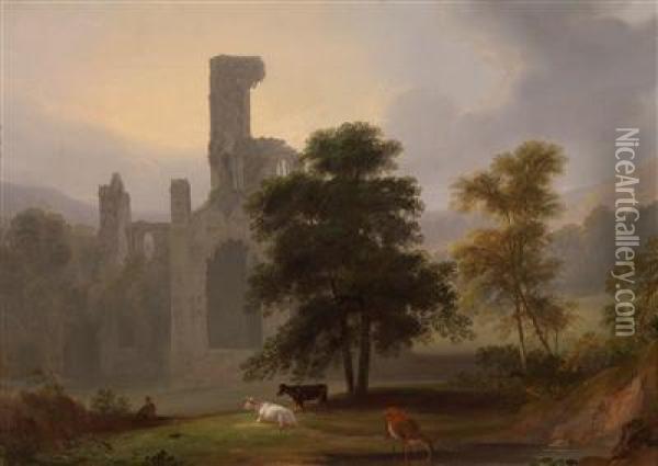 Landschaft Mit Einer Klosterruine Oil Painting - Charles Towne