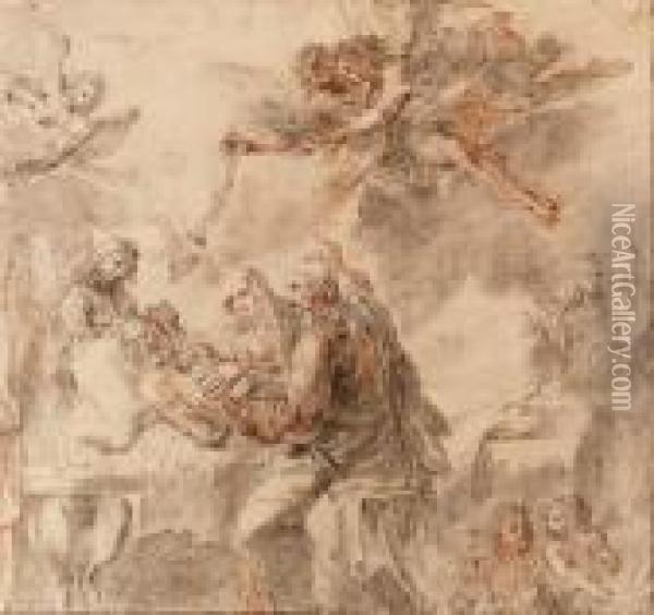 The Death Of Saint Joseph Oil Painting - Aureliano Milani