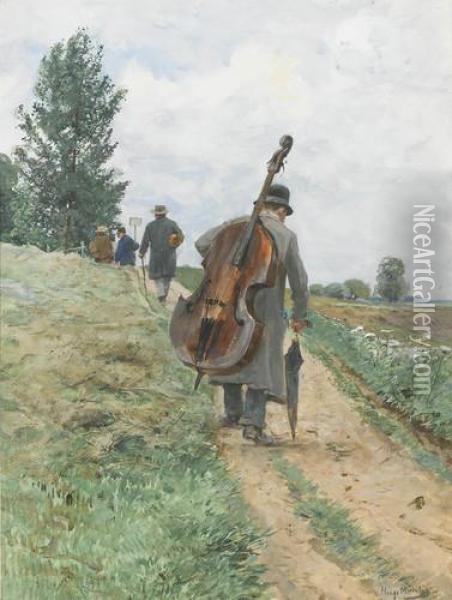 Musikanten Auf Dem Feldweg Oil Painting - Hugo Muhlig