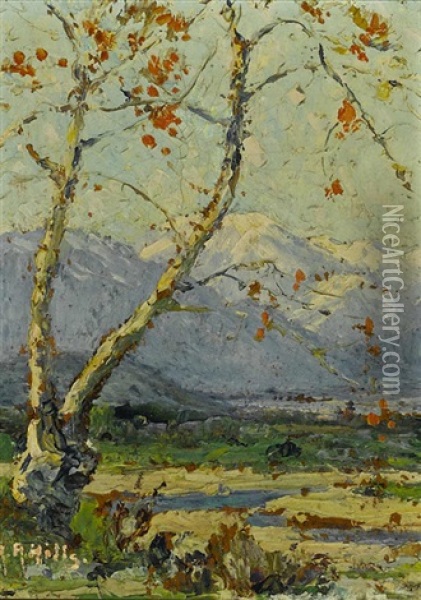 A Winter Day Near Riverside Oil Painting - Anna Althea Hills