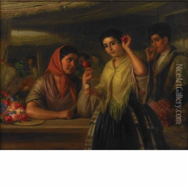 The Flower Seller Oil Painting - George Henry Hall