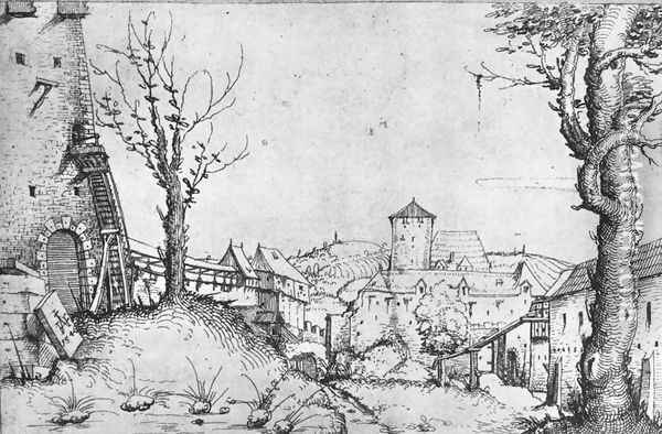 A Castle Yard 1546 Oil Painting - Augustin Hirschvogel