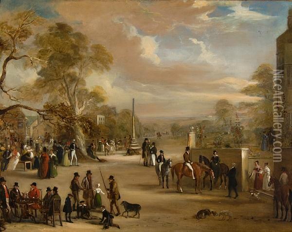 The Hunt Meet, Asterby, Lincolnshire Oil Painting - John Jnr. Ferneley