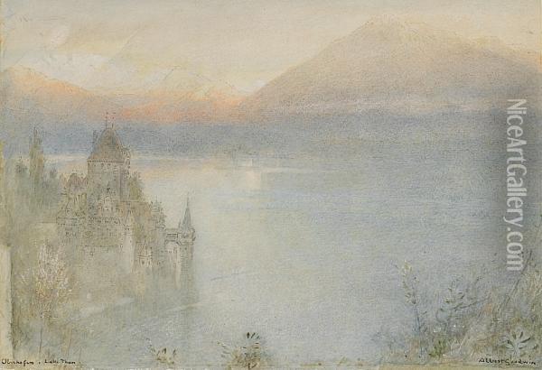 Oberhofen, Lake Thun Oil Painting - Albert Goodwin