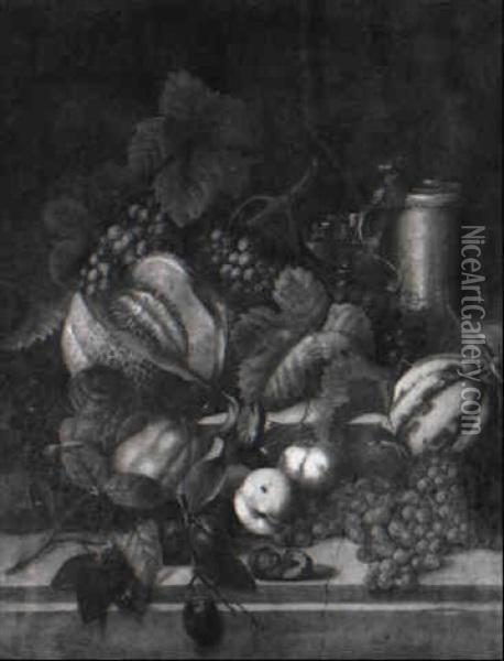 Fruchtestilleben Mit Zinnkrug Oil Painting - Joseph Correggio