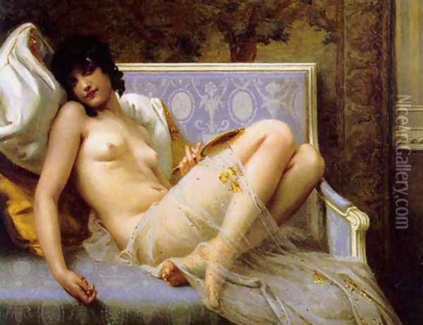 Jeune femme denudée sur canape (Young woman naked on a settee) Oil Painting - Guillaume Seignac