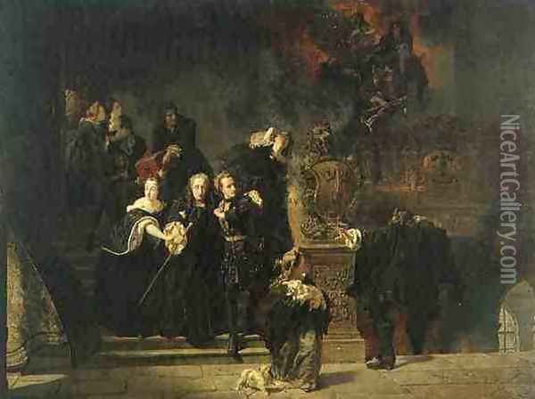 The Fire at The Royal Palace in Stockholm on May 7th 1697 Oil Painting - Johan Fredrik Hockert