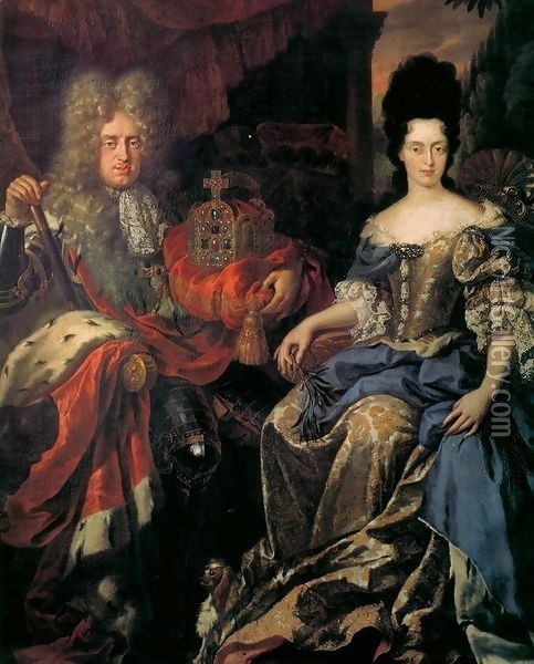 Elector Palatine Johann Wilhelm von Pfalz-Neuburg and Anna Maria Luisa de' Medic Oil Painting - Jan Frans Douven