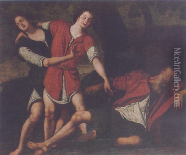 The Drunkeness Of Noah Oil Painting - Jacopo (da Empoli) Chimenti