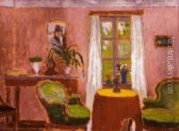 Room With Green Armchairs Oil Painting - Jozsef Rippl-Ronai