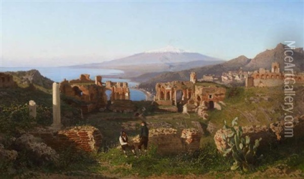 Taormina Oil Painting - Alessandro la Volpe