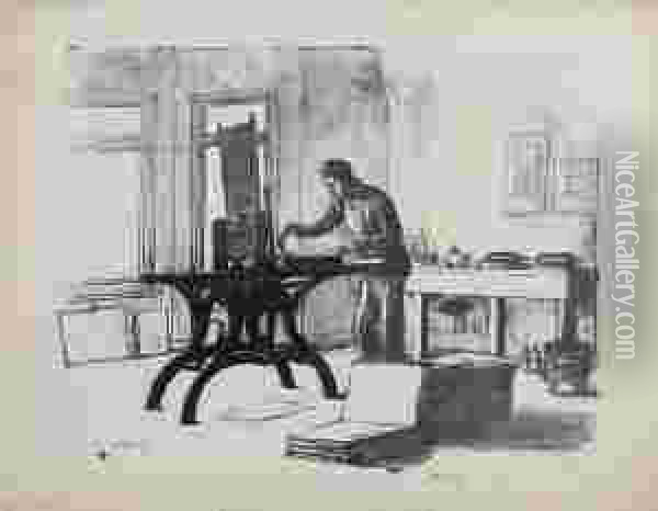 The Printer Oil Painting - Ethel Gabain