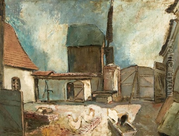 Der Muhlhof Bei Oppin Oil Painting - Erich Buettner