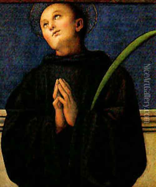Saint Placidus 1495-98 Oil Painting - Pietro Vannucci Perugino