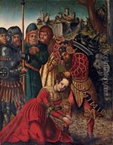The Martyrdom Of Saint Barbara Oil Painting - Lucas The Younger Cranach