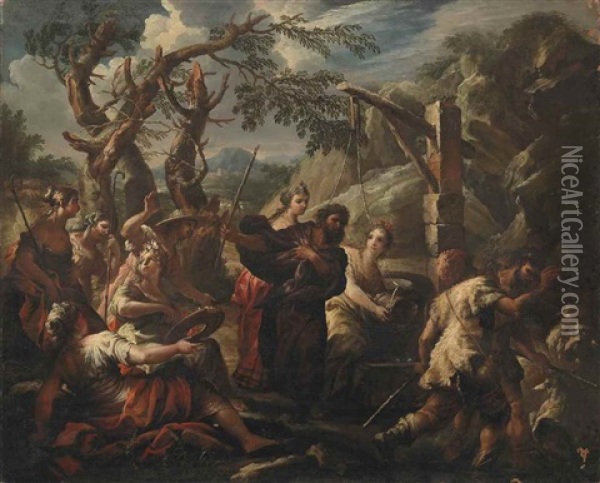 Moses Defending The Daughters Of Jethro Oil Painting - Alessandro Gherardini