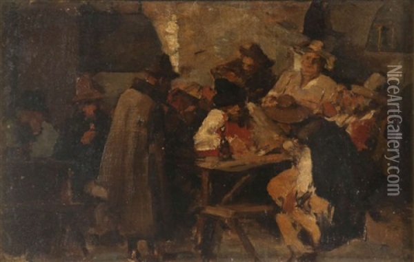 Scene D'auberge Oil Painting - Edouard De Jans