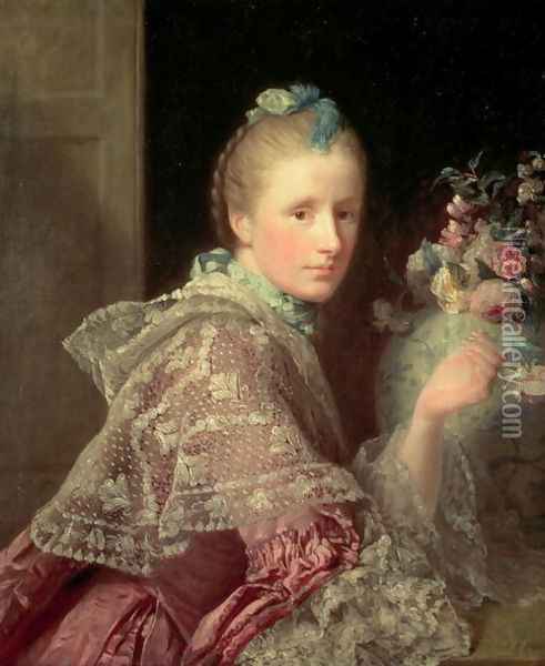 The painters wife, Margaret Lindsay, 1754-55 Oil Painting - Allan Ramsay