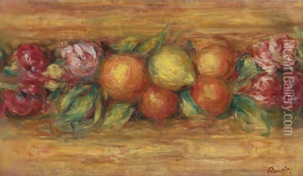 Panneau De Fruits Et Fleurs Oil Painting - Pierre Auguste Renoir