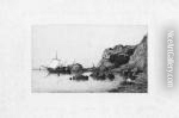 Barque De Pecheurs Faisant Escale Dans Les Rochers De Collioure Oil Painting - Adolphe Appian