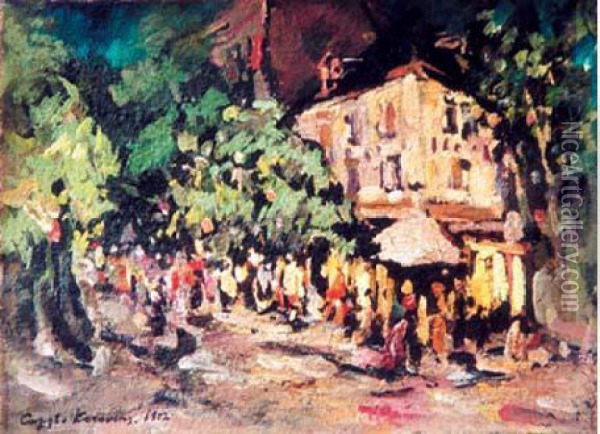 Place A Vichy (1902) Oil Painting - Konstantin Alexeievitch Korovin