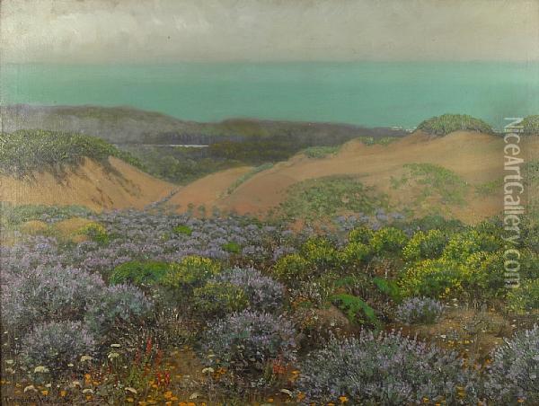 San Francisco Sand Dunes And Lake Merced Oil Painting - Theodore Wores