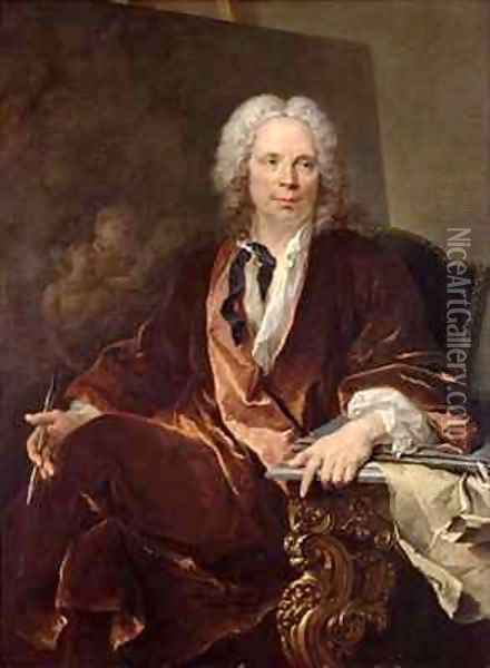 Portrait of Louis Galloche 1670-1761 Oil Painting - Louis M. Tocque