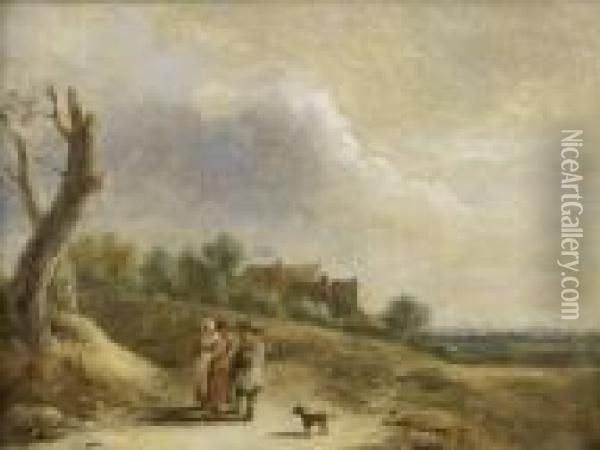 Paysans Dans La Plaine Oil Painting - David The Younger Teniers