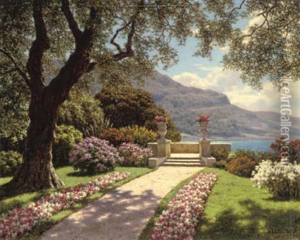 A Garden With A Sea View Oil Painting - Ivan Fedorovich Choultse
