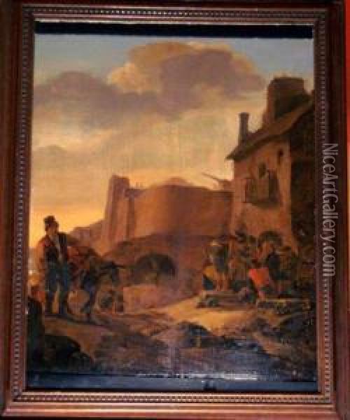 Farmers At Aitaliante Town Oil Painting - Thomas Wyck