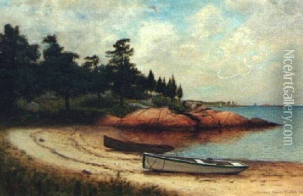 Shoreline With Rowboats Oil Painting - Gardner Arnold Reckard