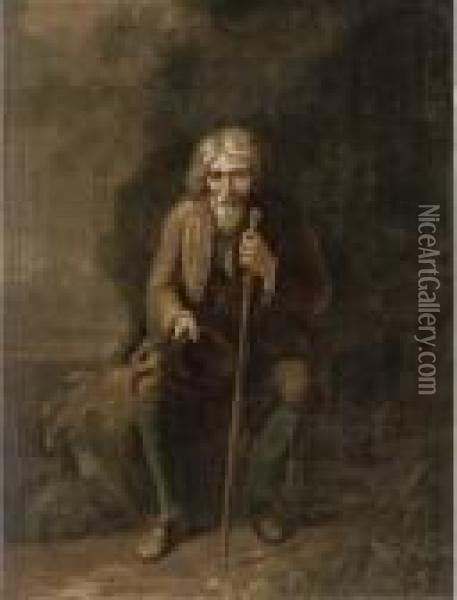 A Beggar Oil Painting - Giacomo Francesco Cipper